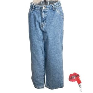 Tommy Hilfiger Carpenter Jeans Women 16 Light Wash Denim Cropped Baggy Y2K